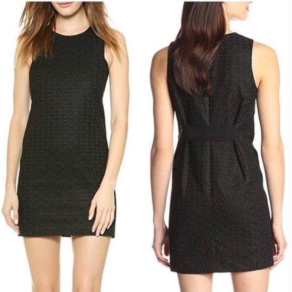 Theory Gwideen Bonded Eyelet Shift Mini Black Dress Size 0 - Picture 1 of 6